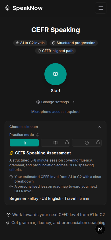 CEFR track hub on mobile